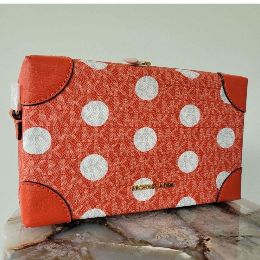Michael Kors Orange and White Polka Dot Crossbody - Picture 5 of 8